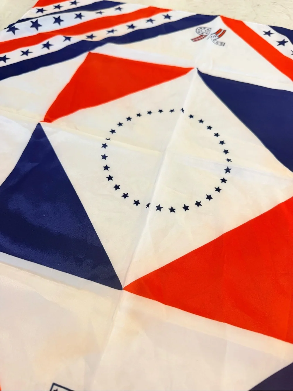 1976 Bicentennial Red White Blue Patriotic Square Scarf Marlowe Finer Ltd USA